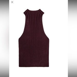 Zara Burgundy Ribbed Sleeveless Top